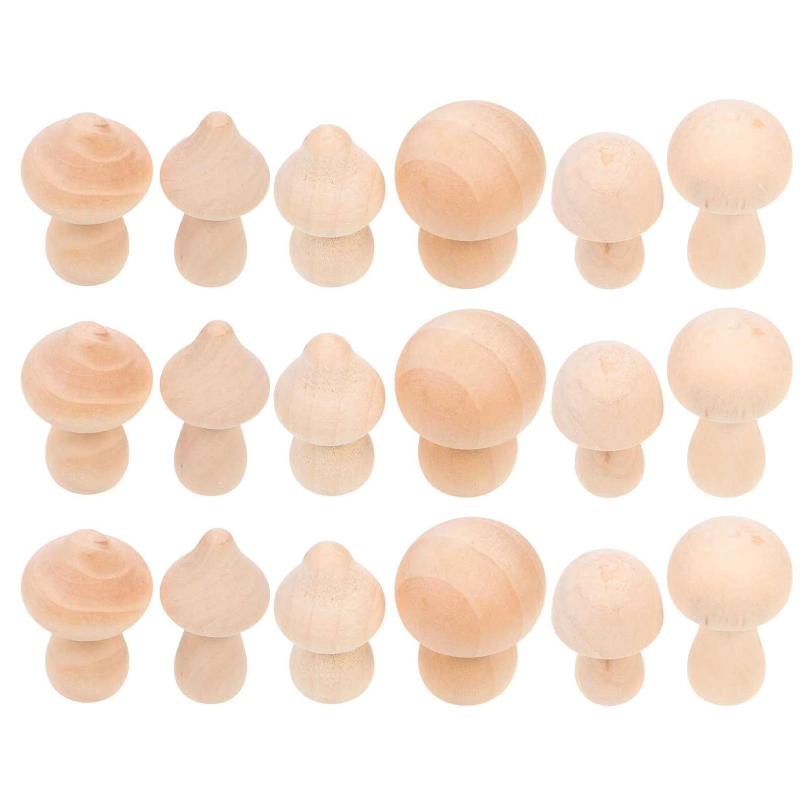 18 Pcs Small Wooden Mushroom Decoration Yard and Garden Decors Models Head Dolls Peg Modeling Home Desktop Adornments Child