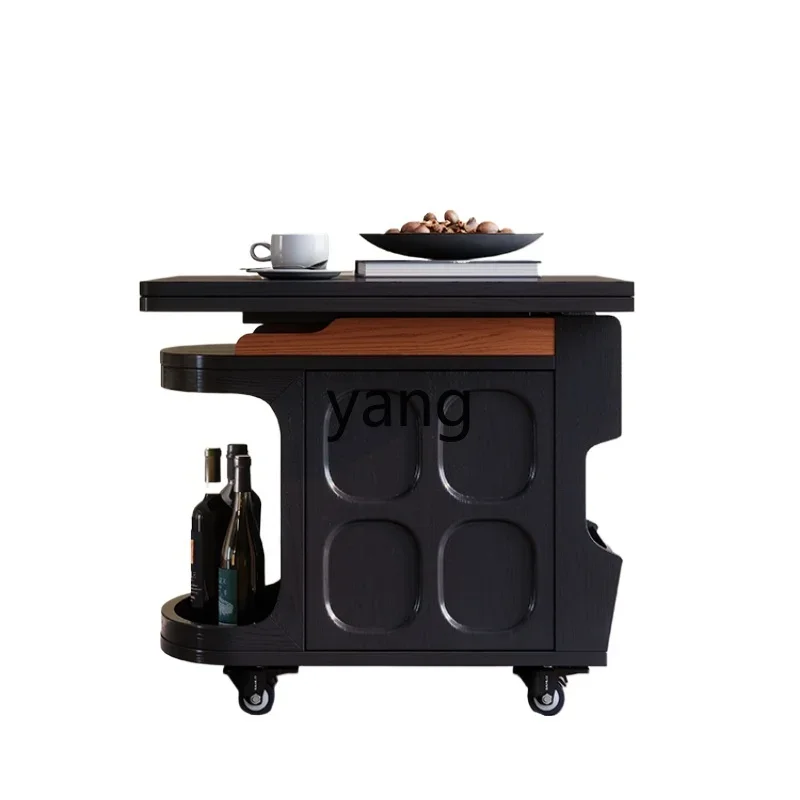 XYY sofa edge measuring cabinet movable folding trolley ash wood retractable rotating coffee table