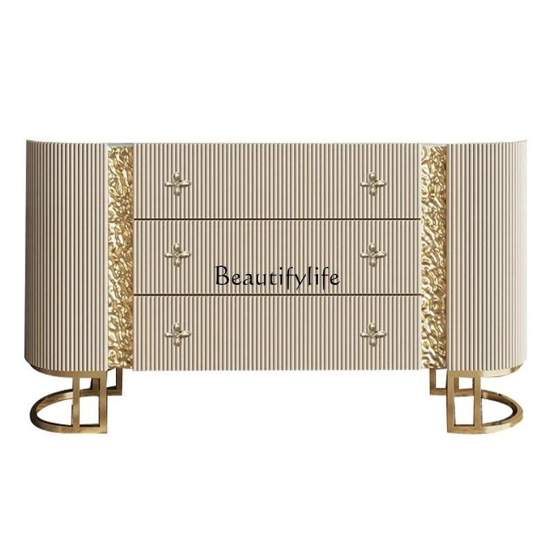 

Italian light luxury dining side cabinet living room porch foyer partition solid wood entry shoe cabinet bedroom storage