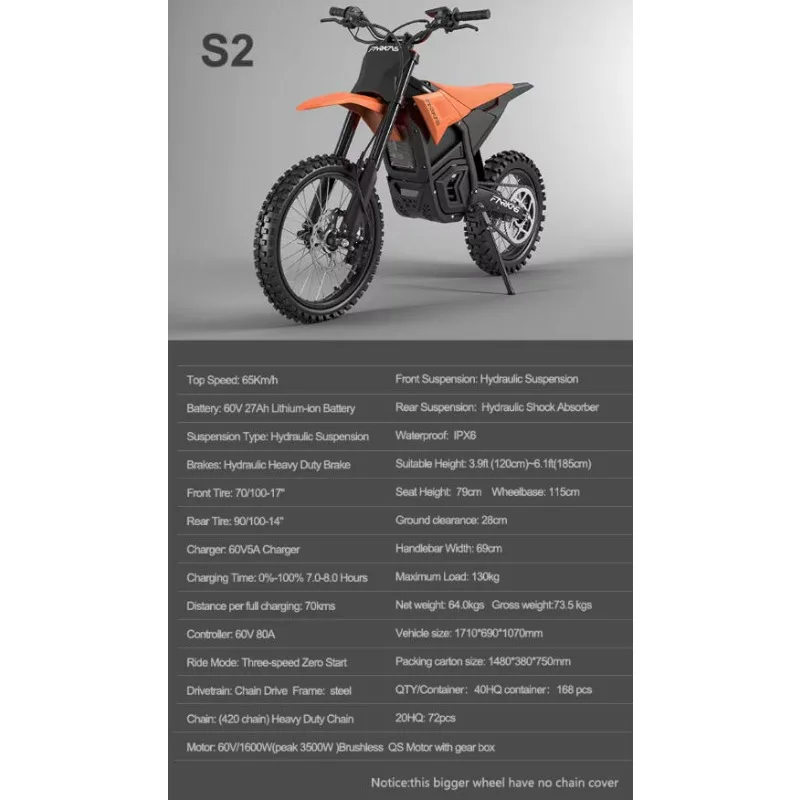 S2 Electric Bike Peak 3500W strong motor 60V 27ah Battery 65km/h Electric Bicycle off road riding Electric Mountain motorcycle image 6