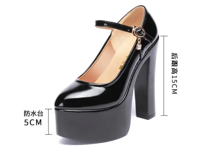 Sexy New Women High Heels Black Women Pumps Female Platform Spring Thick With Autumn Round Single Shoes