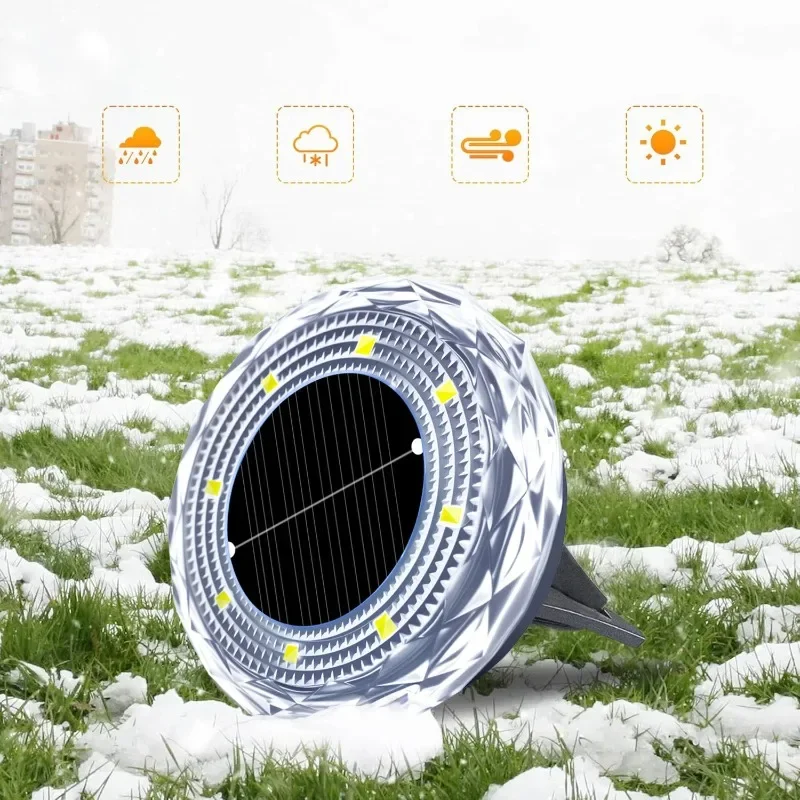 ZWINCKY 1 Confezione di Luci Solari per Esterni 8LED Disco Lampada Sotterranea Faretto Luce Solare Sepolta per la Decorazione del Giardino Domestico Prato Cortile