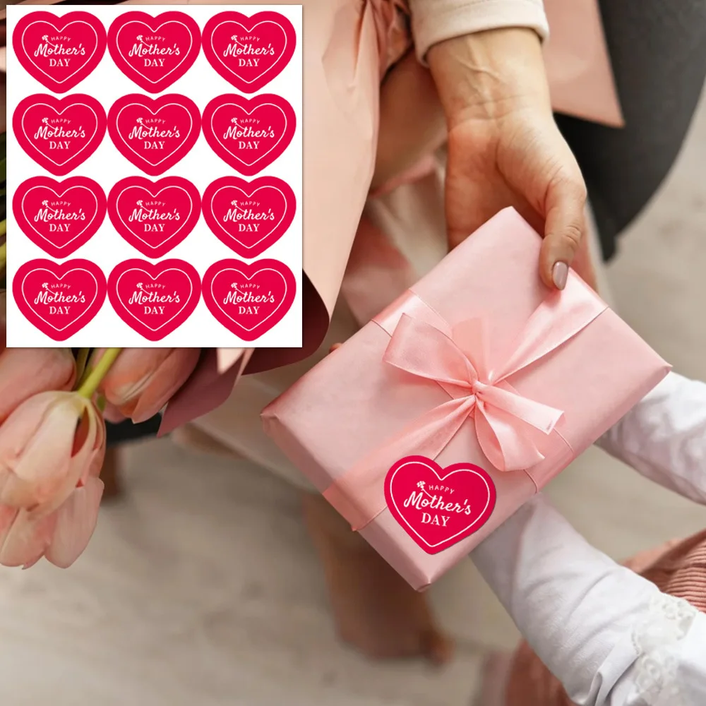 

120 шт./упак. Наклейки ко Дню матери для украшения вечеринок, подарочные наклейки в форме сердца для выпечки, открыток, подарочной упаковки, конвертов