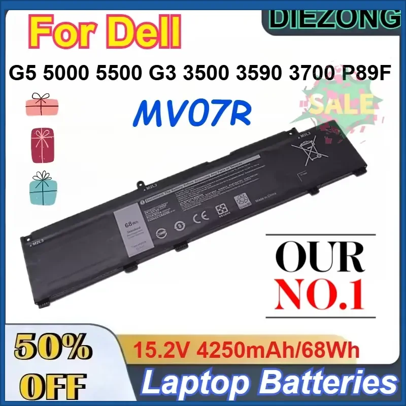 15.2V 4250mAh/68Wh MV07R Rechargeable Lithium-ion Battery for Dell G5 5000 5500 G3 3500 3590 3700 P89F Laptop Batteries