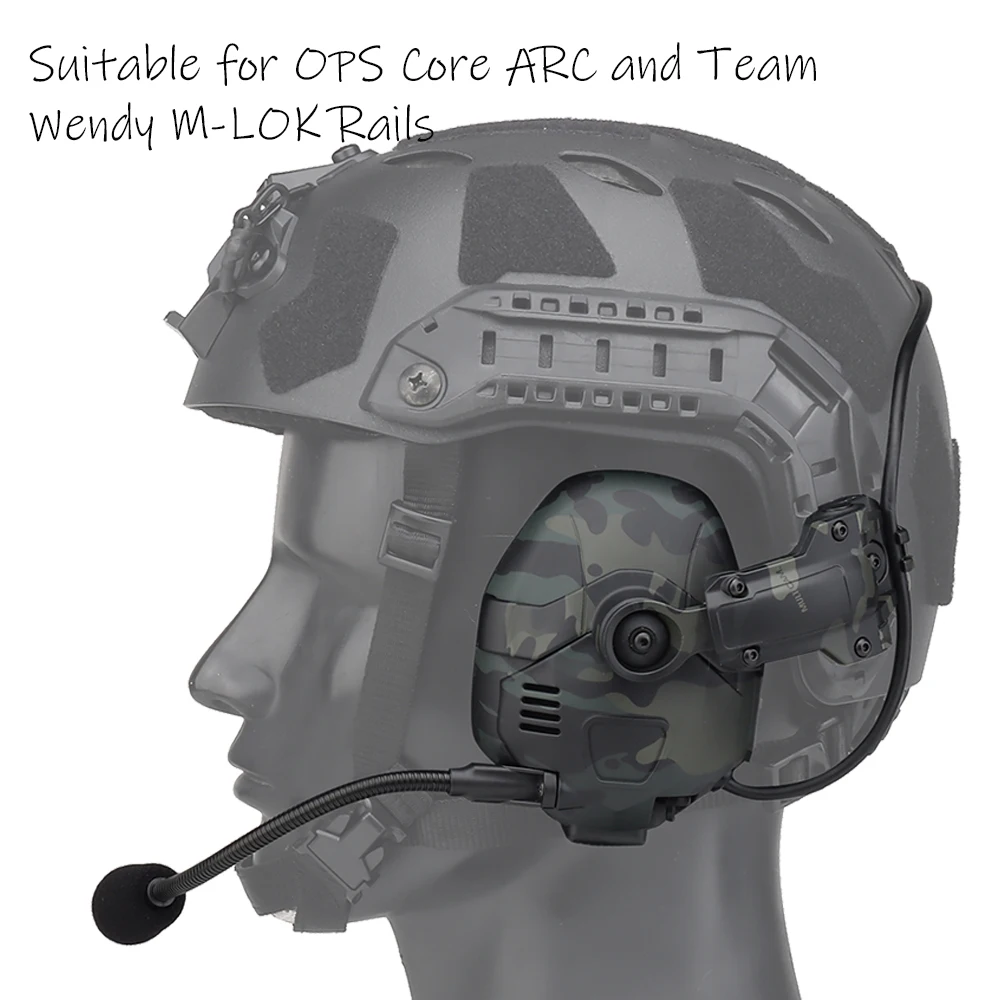 Military Electronic Shooting Earmuffs, Tactical Bluetooth Headset, ops Core Arc and Wendy M-LOK Helmet, Airsoft Hunting Earmuffs