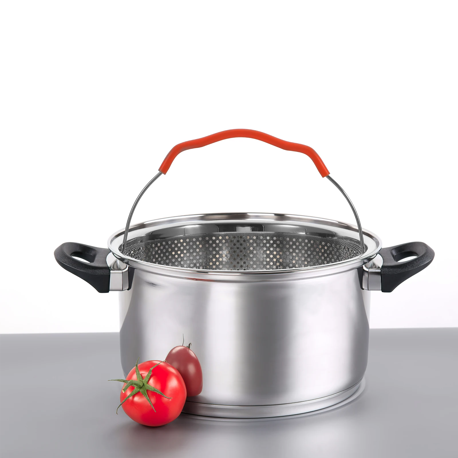 

Stainless Steel Steaming Basket Round Holes Design Faster Food Steaming Safe Anti Rust Long Term Use Perfect Heating