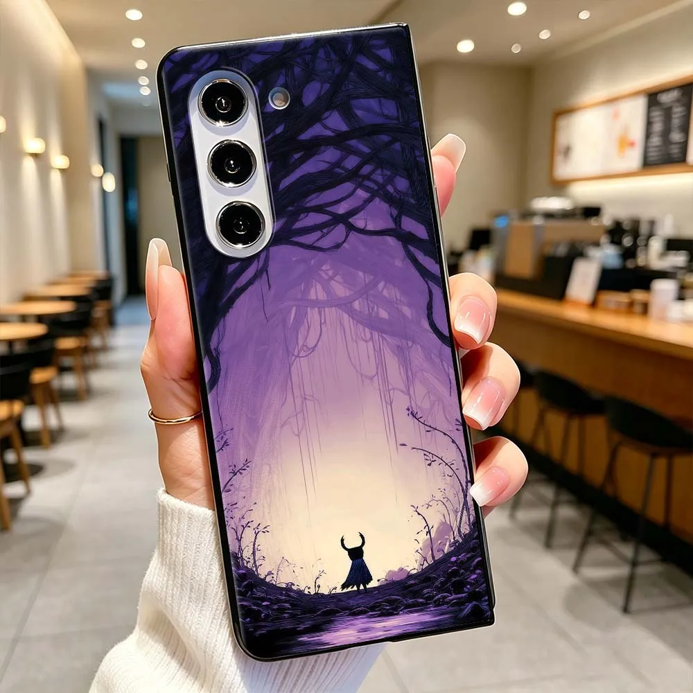 Luxury Art The-Hollow Knight Phone Case For Samsung Galaxy Z Fold 3 4 5 6 7 5G Matte Non-slip PC Shockproof Black Hard Cover