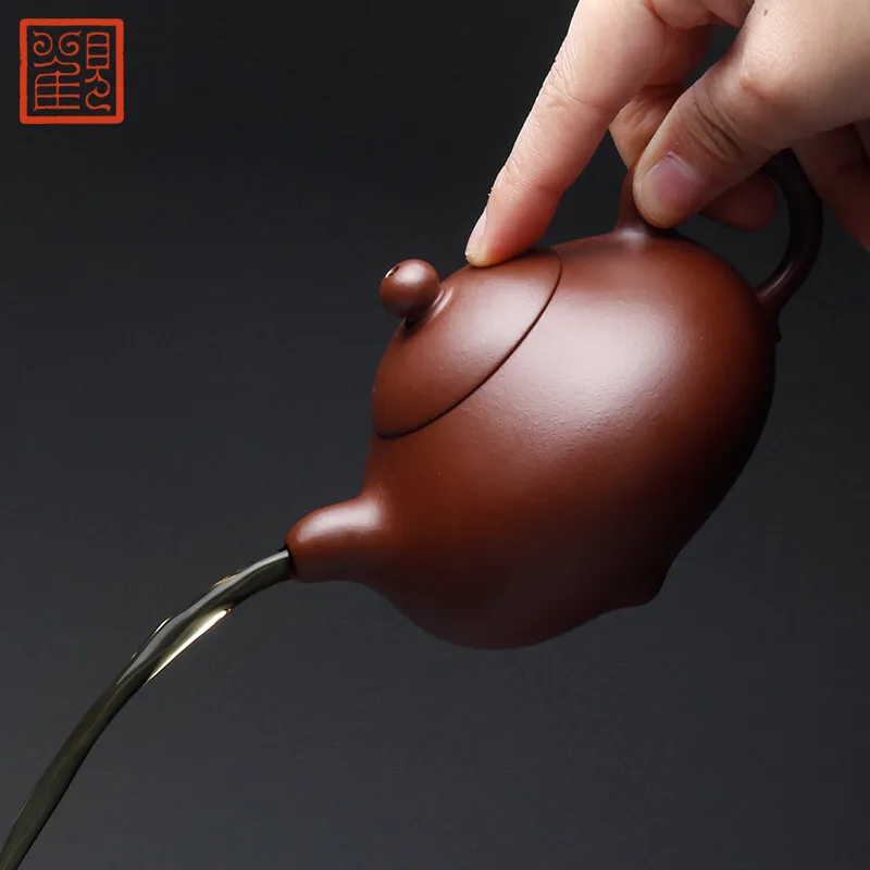 Guanfu Museum Ruding Purple Clay Pot Yixing Cinnabar Sand Purple Clay Pot Handmade Large Capacity Household Gongfu Teapot Oolong