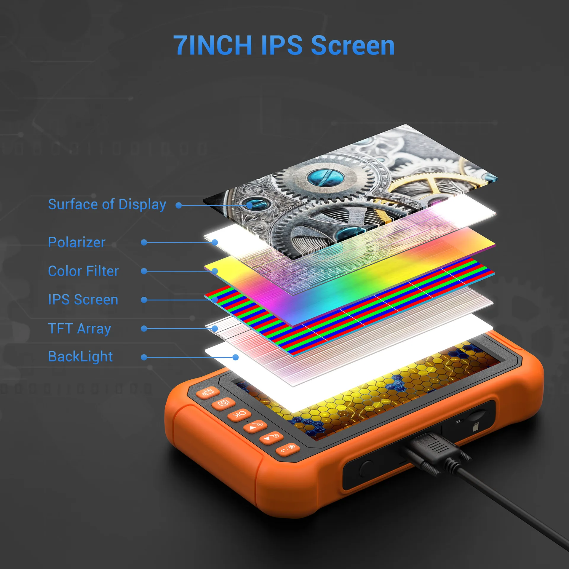 7Inch IPS Screen 2MP 1080P Dual Lens Endoscope Camera  Side-View Front-View CMOS Borescope Inspection Otoscope Camera Microscope