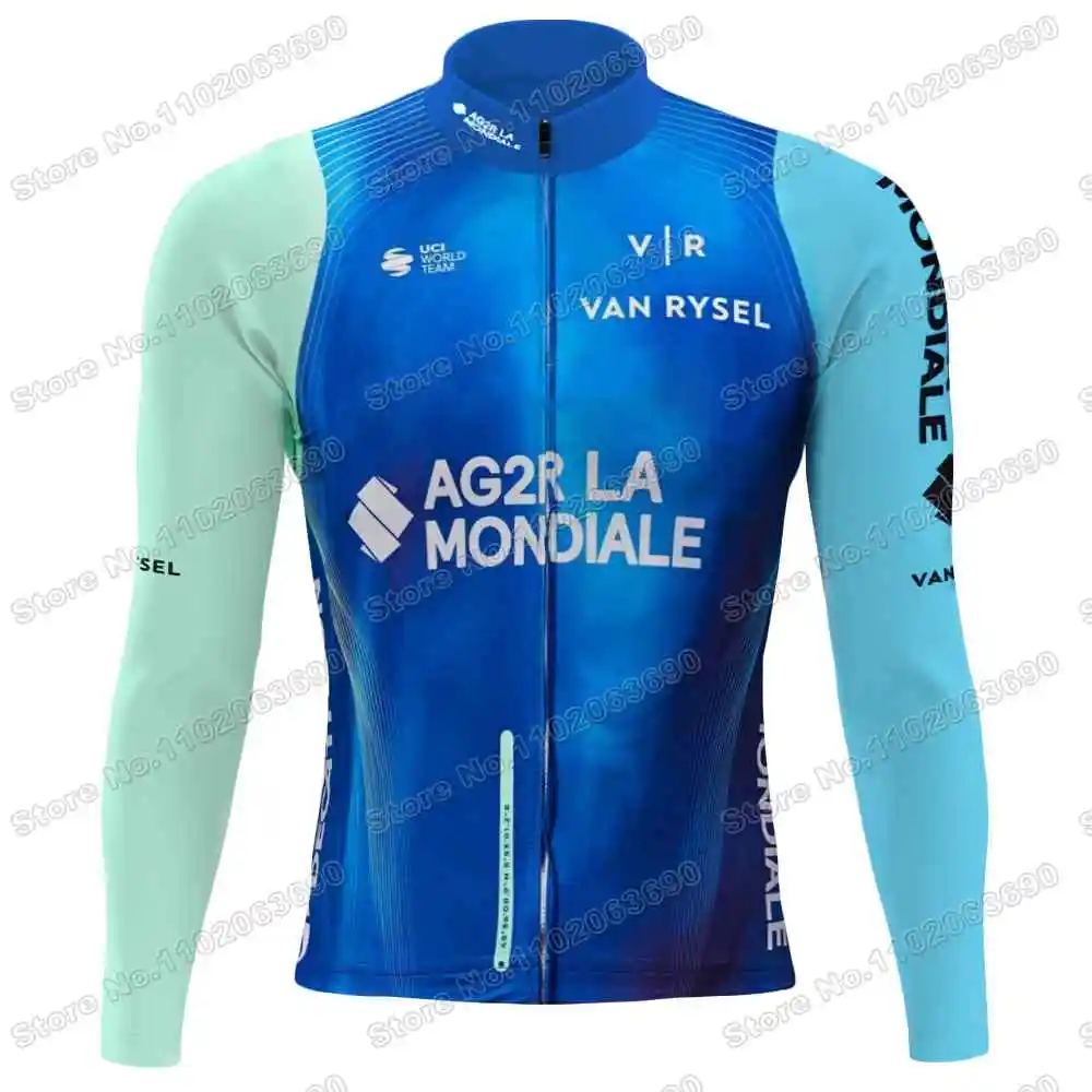 2025 Team AG2R Cycling Jersey Set Men France Tour Winter Cycling Clothing Long Sleeve Road Bike Thermal Jacket Suit Bicycle Pant