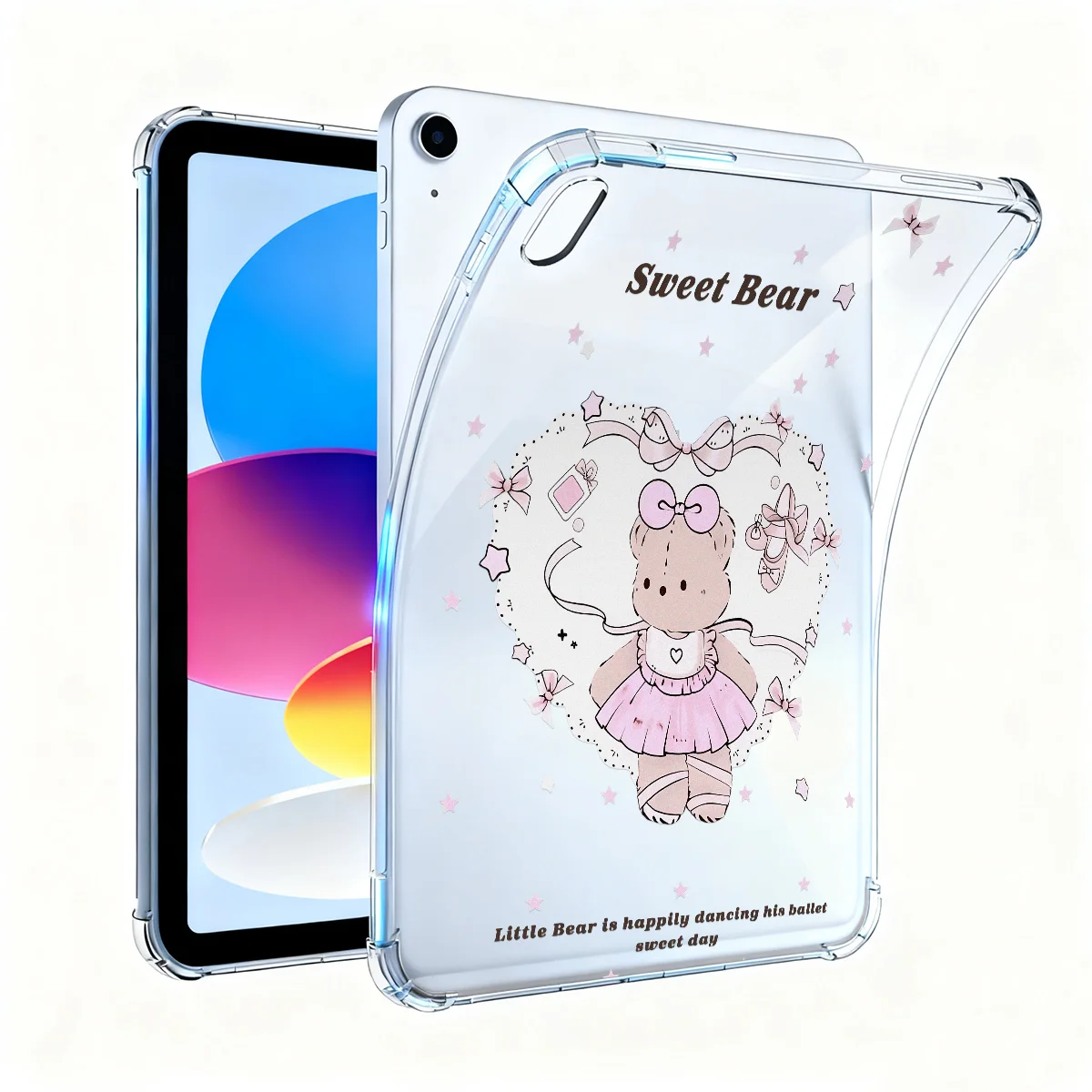 Urso rosa tablet caso para ipad 4th 5th 10th 10.9 9.7 7th 8th 9th 10.2 capa ipad pro 12.9 ar a16 11 13 2025 10.5 claro tpu capa