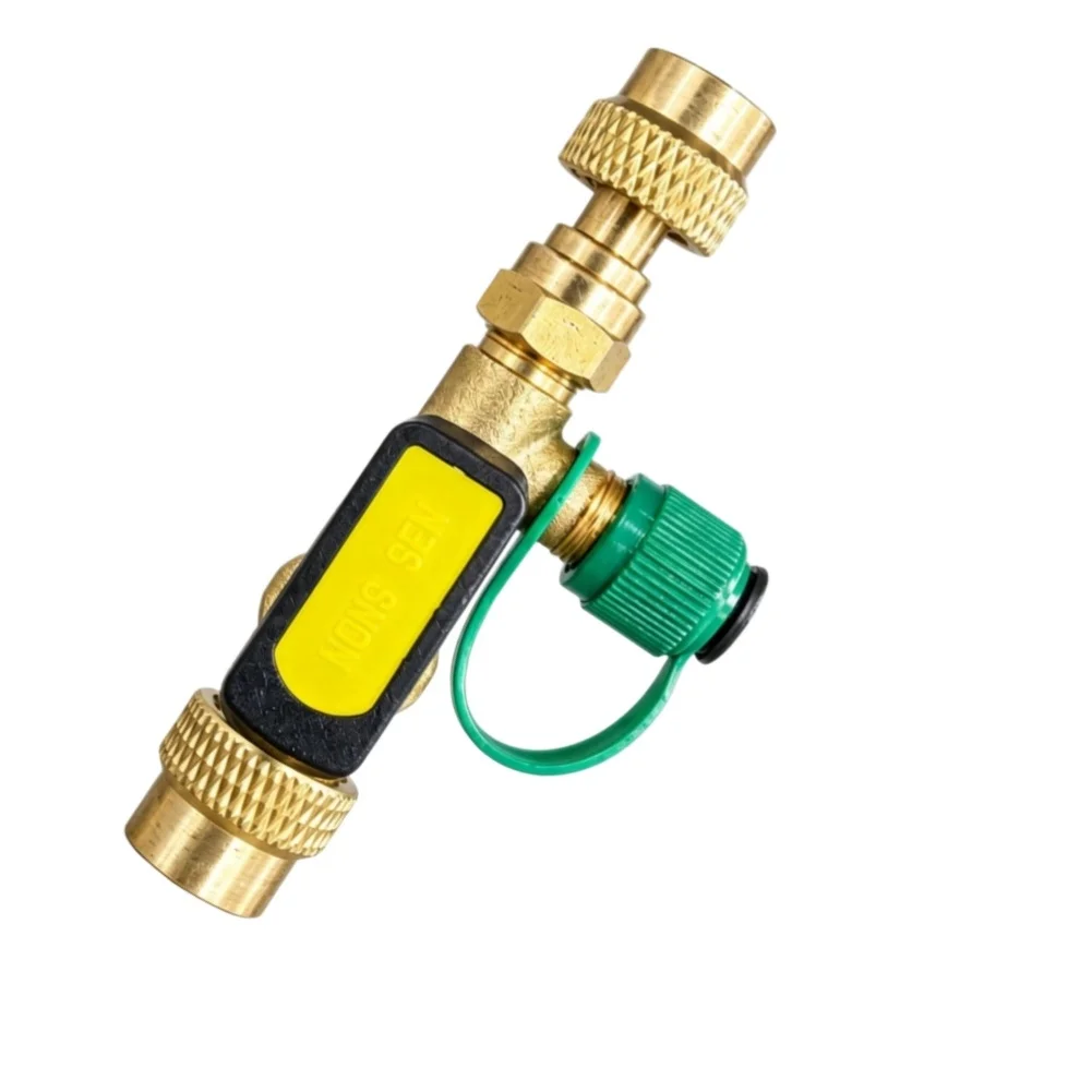 HS-V01 For HVAC Vacuum Control Valve in Solid Brass for Manifold Tool Sets with 1/4 and 7/16-20 UNF Threaded Fittings