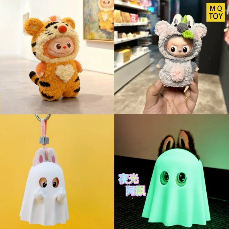 Für Labubu Clothes 4.0 Ghost Outfit Glow In The Dark – Tiger und Koala Halloween-Kostümzubehör, Puppenkleidung, nur Geschenk