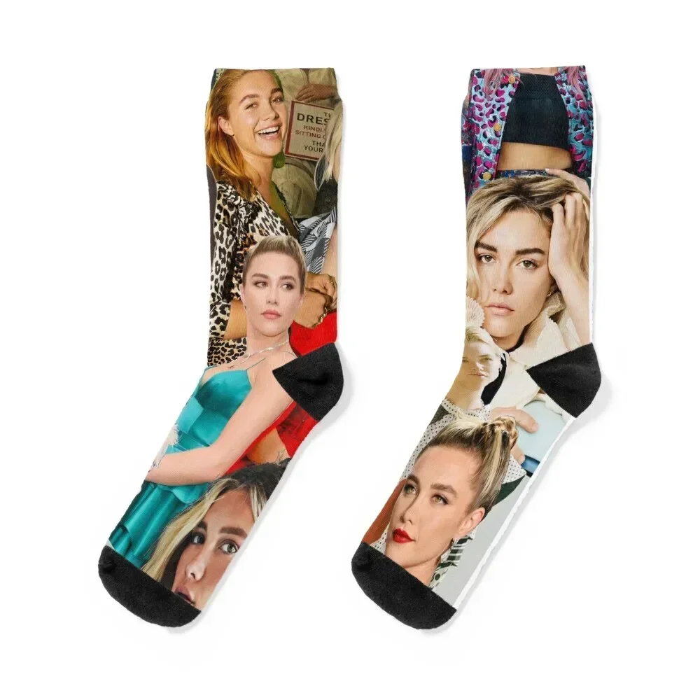 Florence Pugh Collage Socks floor snow designer brand Male Socks Women's