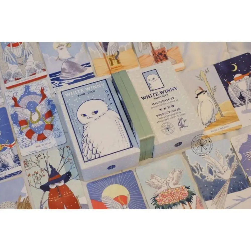 12*7cm White Winny Tarot-Whimsical Owl Guide for Intuitive Readings & Self-Discovery with Gilded Edges Packed In Rigid Box