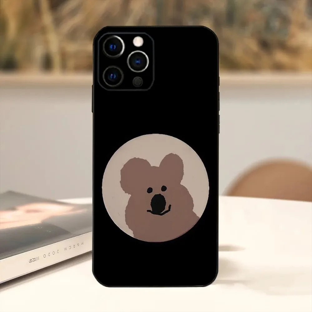 Cute Phone Case For iPhone15,14,13,12 Mini 11 Pro XR,X,XS,MAX 7,8 Plus D-Dinotaeng Bear Silicone Cover Soft Black