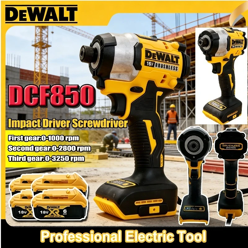 

Бесщеточная литиевая электрическая отвертка DeWalt DCF850, электрическая дрель, отвертка для работы по дереву, ударная дрель с регулируемой скоростью