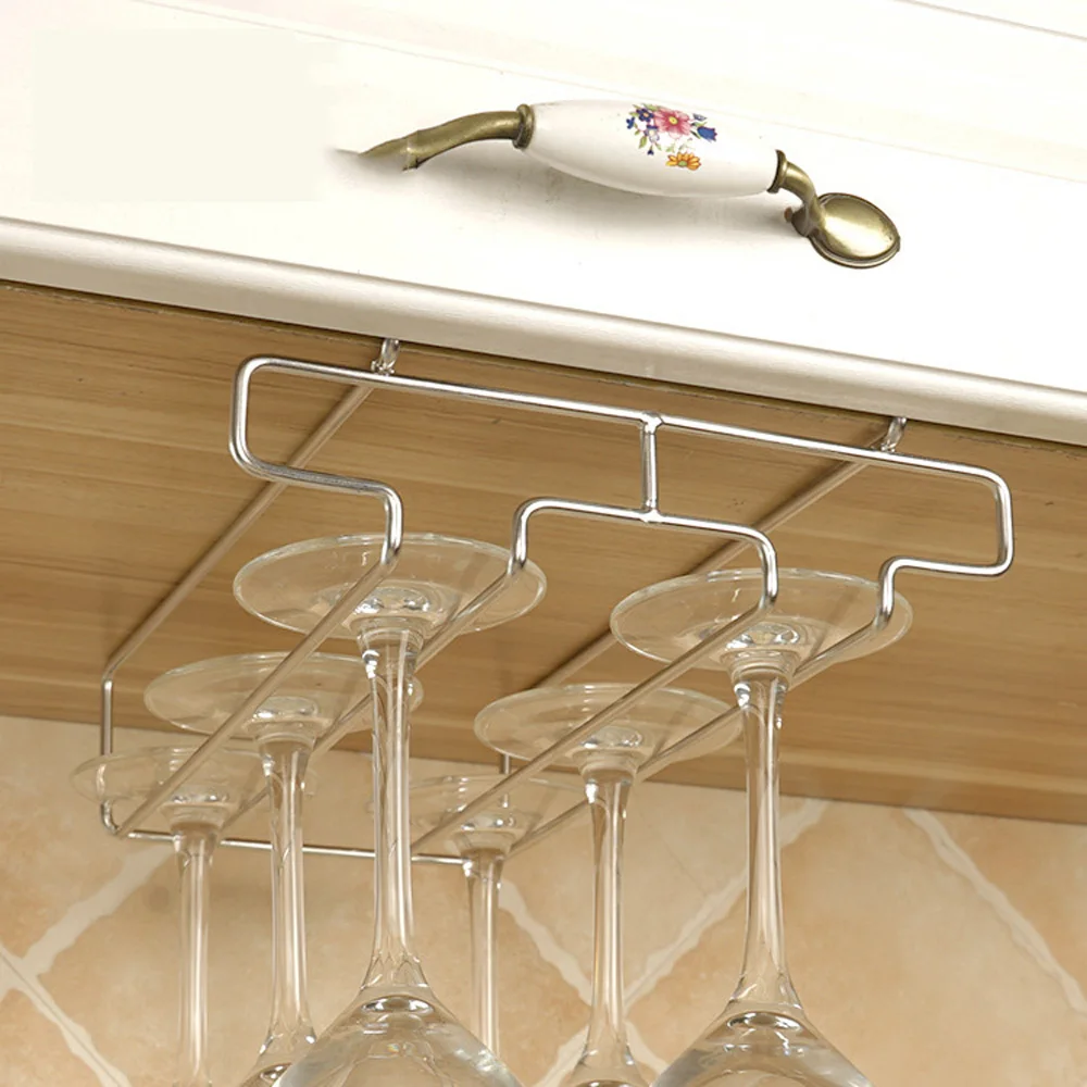 Decorative Durable Organizer Bar Storage Shelf Goblet Stemware Holder Hanging Rack Wine Glass Rack DIY Cup Hanger