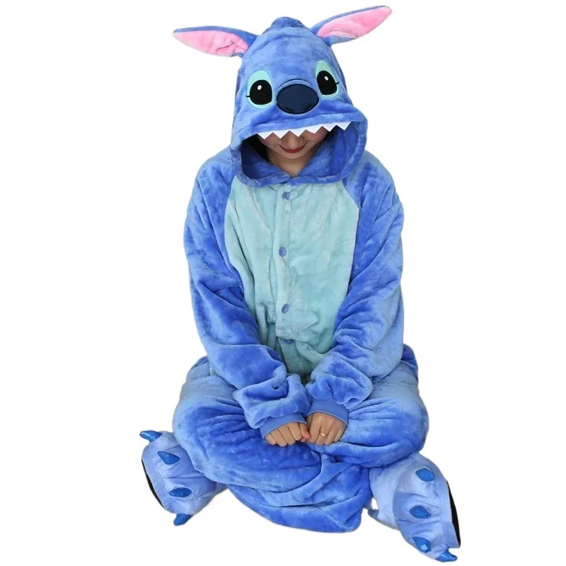 QQ8 Kigurumi Stitch การ์ตูนชุดนอน Onesies สําหรับผู้ใหญ่ผู้หญิงผู้ชายสัตว์ชุดนอน Jumpsuits คริสต์มาสฮาโลวีนคอสเพลย์ปาร์ตี้ 5Lk¥