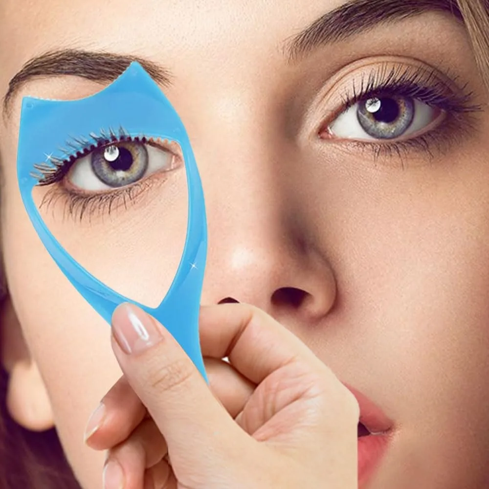 Eyeliner Assistent 3-In-1 Wimper Kam Sjabloon Bescherm Ogen Gids Mascara Schild Kristal Cosmetische Make Up Borstel Applicator tool