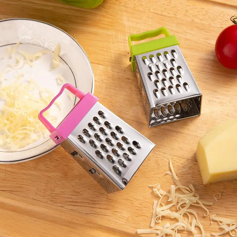 Mini râpe à concombre à quatre côtés en acier inoxydable, raboteuse à fruits, trancheurs de fromage, carottes et légumes, Gadgets de cuisine pour la maison, 2 pièces