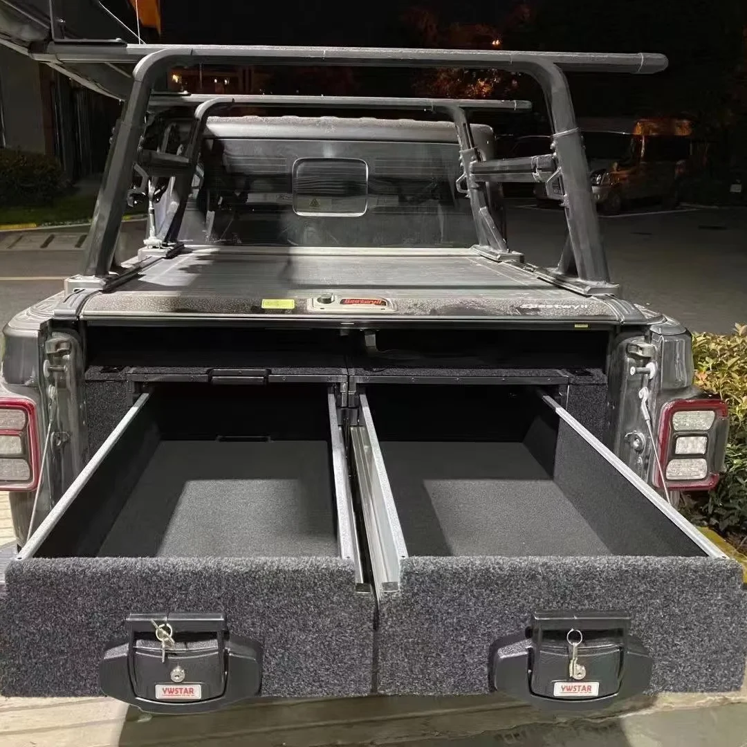 

Truck Bed Drawer Aluminum Bed Tool Boxes Slide Out Drawers Storage for F150 Tundra Ram 1500