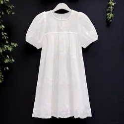 Baby Girl White Lace Dress for Kids Summer Outfits Chiffon Short Sleeve Teenagers Costumes Princess Girls Clothes 5 7 9 11 Years