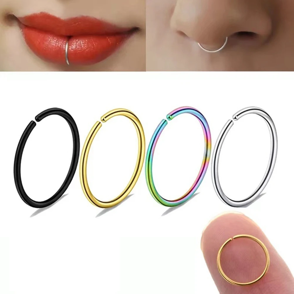

1 Set Stainless Steel Studs Fake Nose Rings Hypoallergenic Adjustable Comfortable Nose Jewelry For Women Christmas Birthday Gift