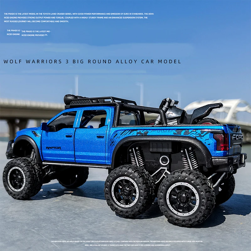 1:28 Scale Ford Raptor F150 Alloy Diecast Off road Metal Car Model Sound Light Hot Wheels Premium Toys Kid Birthday Christmas Gi