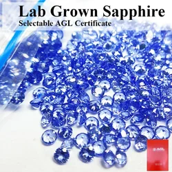 Lab Grown Sapphire Small Size Round Shape Royal Blue Color Gemstones for DIY Ring Necklace Earrings Making Extremely Shiny