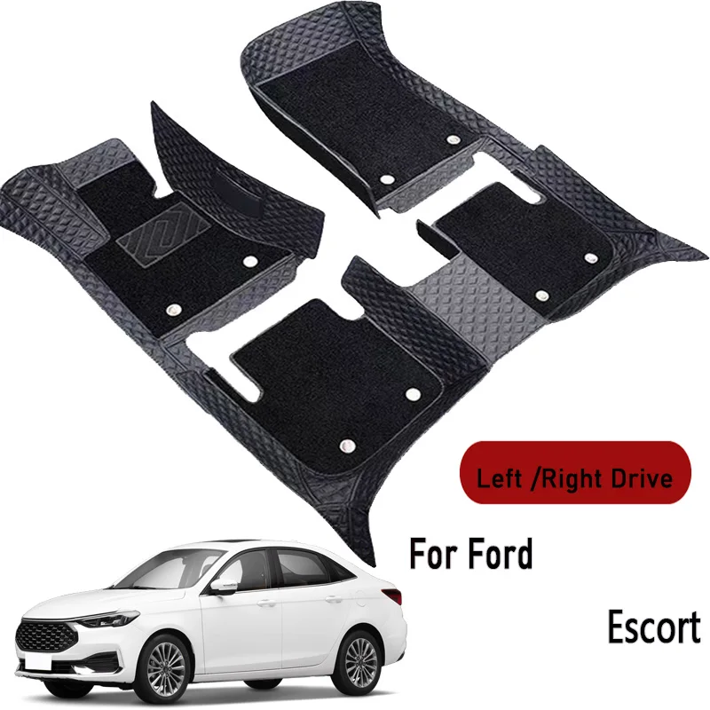 Car floor mats for Ford Escort 2015 2016 2017 2018 2019-2021 Customauto foot Pads automobile carpet cover interior accessories
