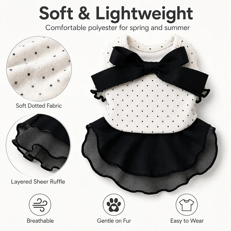Ropa de verano con lazo para gatos y perros – Falda con volantes - imagen 2