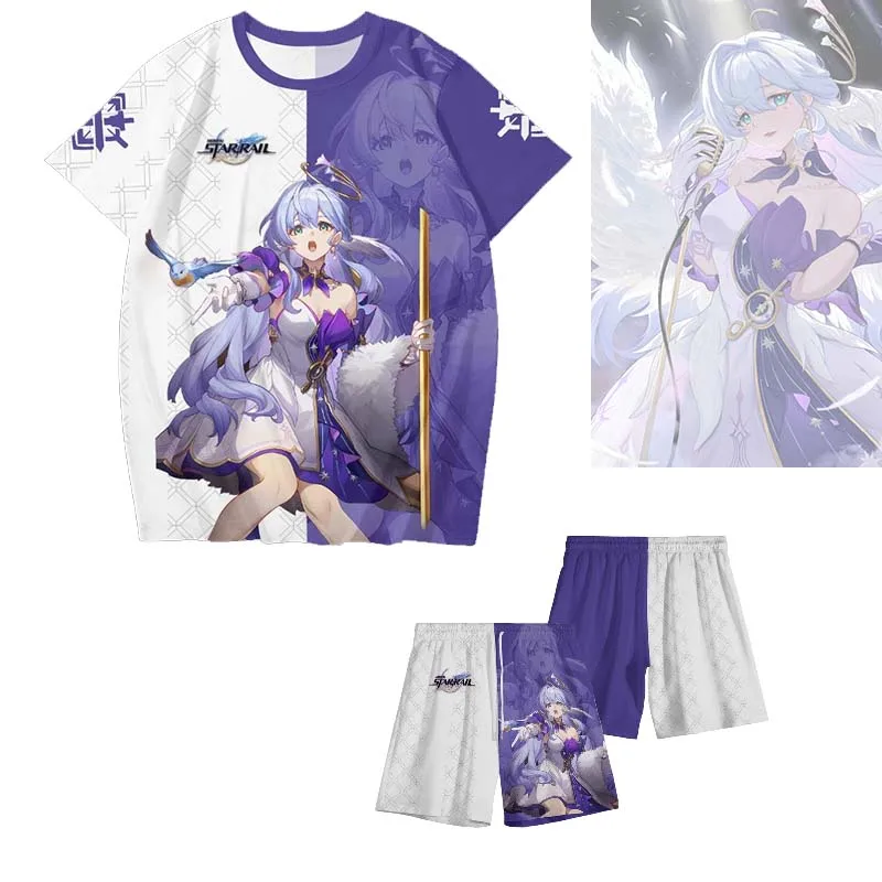 

Honkai Star Rail Robin Cosplay T-Shirt Shorts Unisex 3D Printed Polyester Short Sleeve Robin Tops Fashion Tee Shirt