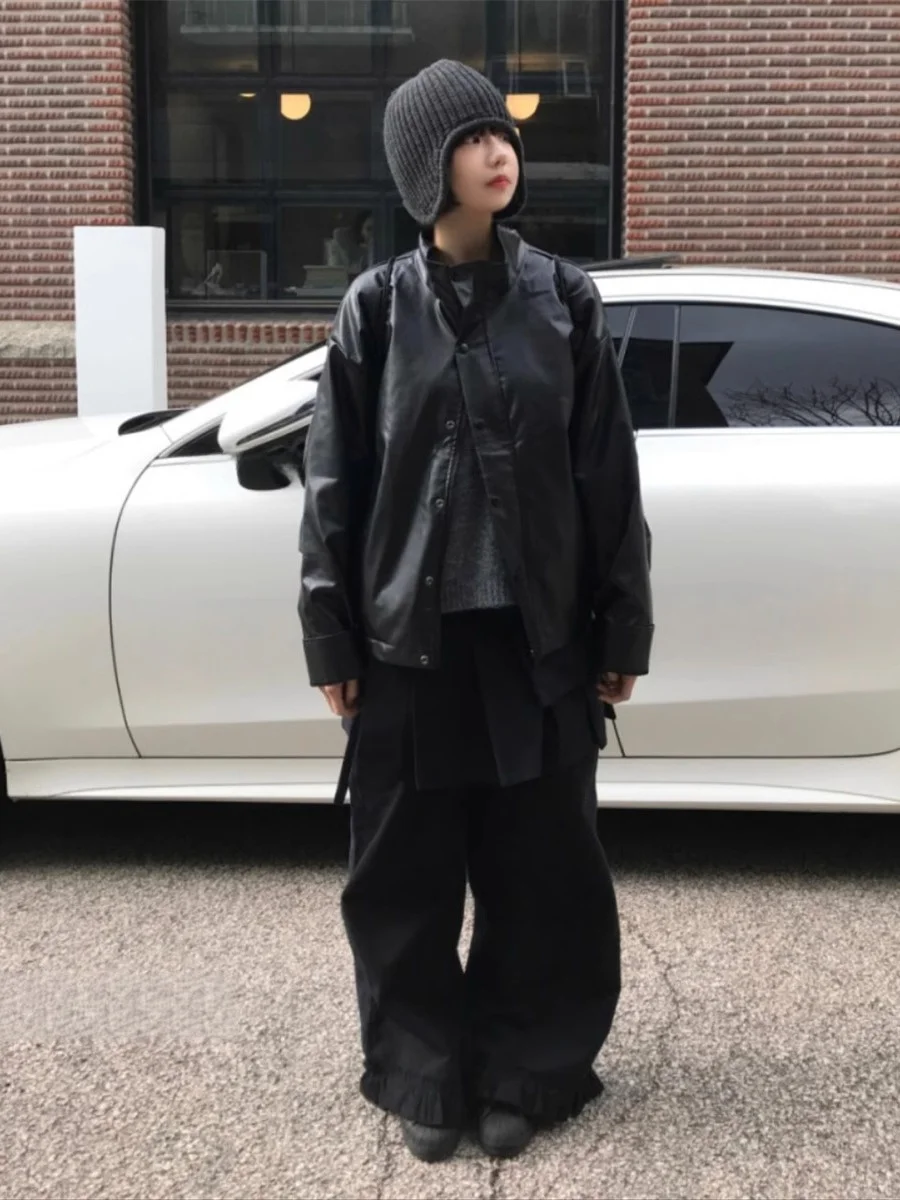 Único SEI Japonês Sle Heavy Industry Vintage Street Solto Renda Duas Peças Casual Saia Solta Calças Cintura Alta Elástico Wais...