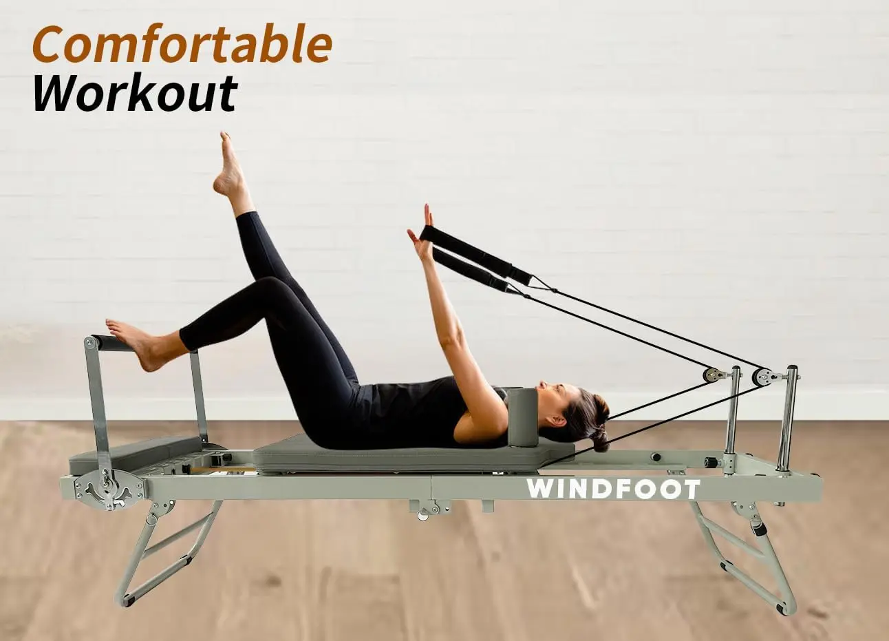 Réformateur de Pilates pliable, machine d'exercice de Pilates avec planche diabétique et 5 cordons de documents