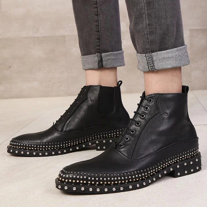 بريطانيا الأصلي برشام تصميم أحذية الموضة أحذية للرجال جلد طبيعي مخيط يدويا مريحة الأعمال أحذية قصيرة غير رسمية