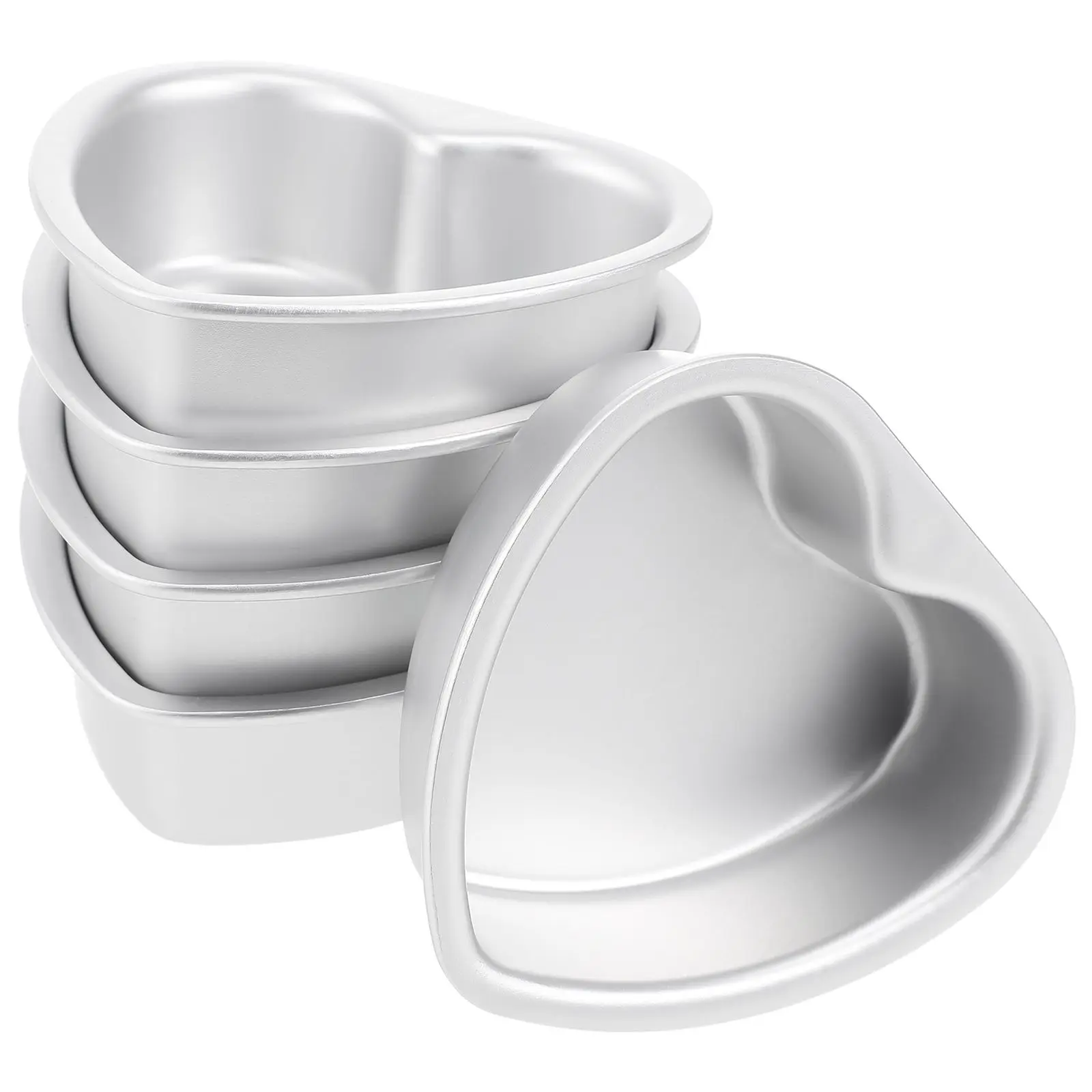 

5Pcs Heart Shaped Cake Pan Aluminum Baking Mold Tool Fondant Cupcake Tart Chiffon Molds Non Stick Coating Heat