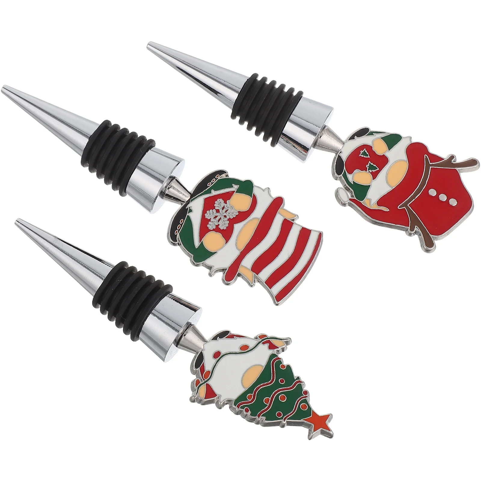 

3Pcs Christmas Wine Stoppers Festive Santa Gnome Sealers Holiday Drink Preservation Decorative Bottle Toppers Wine Keeper