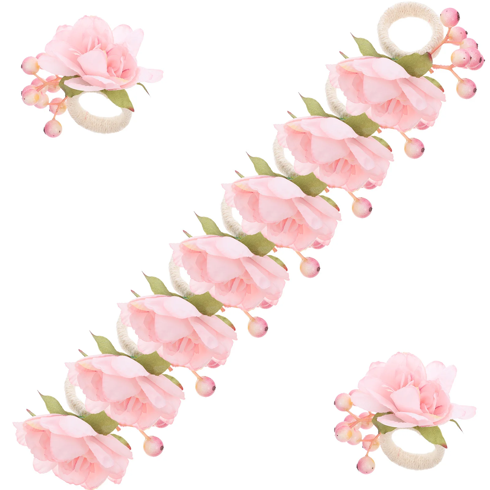 

12Pcs Faux Flower Napkin Rings Elegant Floral Serviette Buckles for Weddings Parties Spring Summer Table Decor