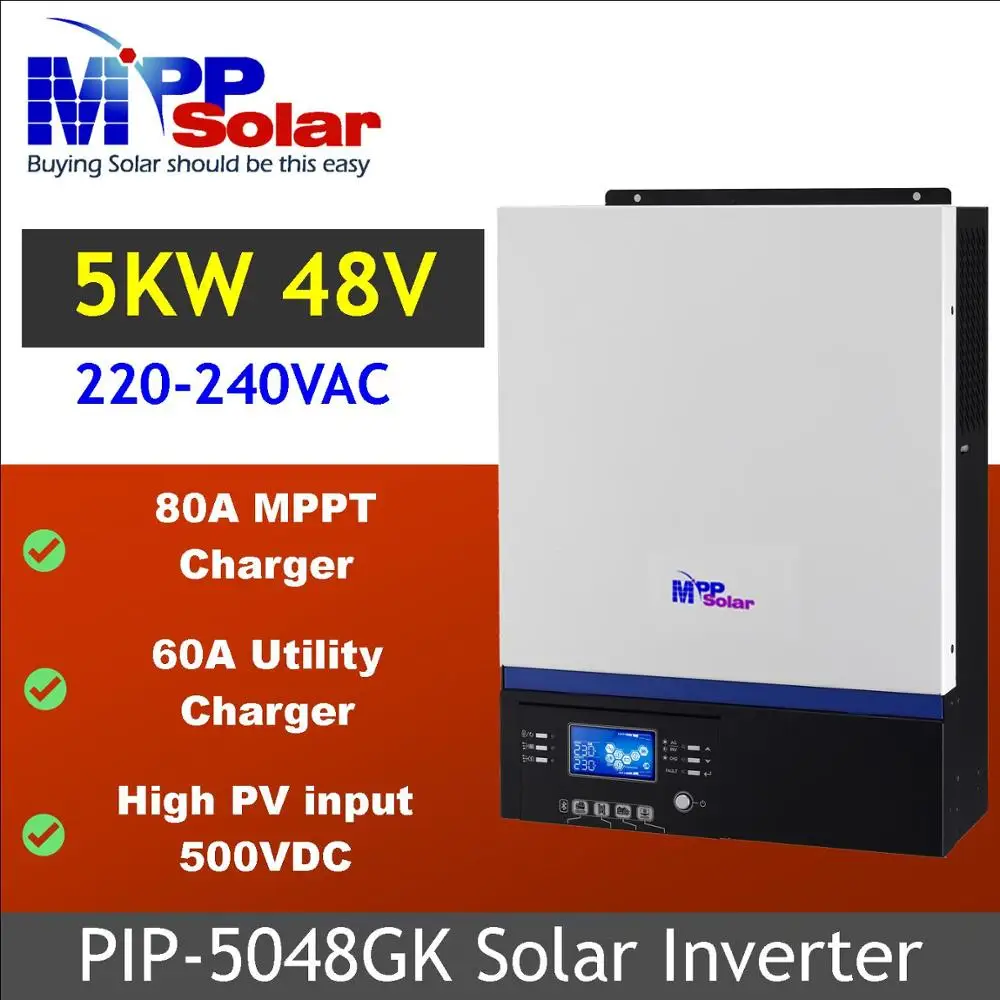 PIP5048GK 5000w 48v 230v inverter 80A MPPT solar charger  battery charger 60A Max PV input 500Vdc pure sine wave