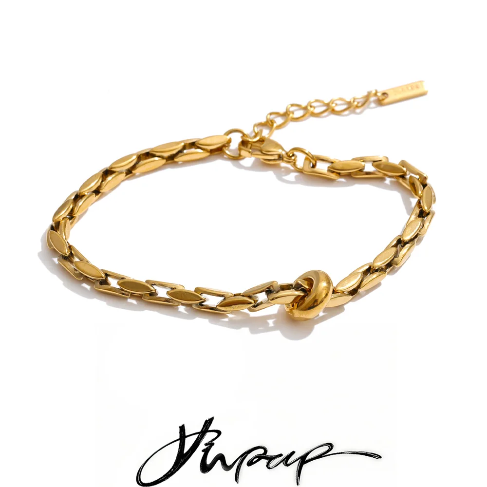 Bracelet chaîne en acier inoxydable Yhpup, plaqué PVD 18 carats de haute qualité, bijou de mode distinctif pour le poignet, étanche