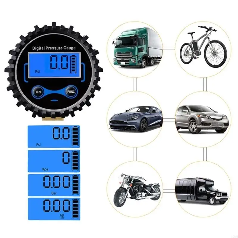 

37MB Car Digital Tire Inflator Pressure Gauges 1/4'' FNPT Tyre Deflator Gage Compressor Accessory