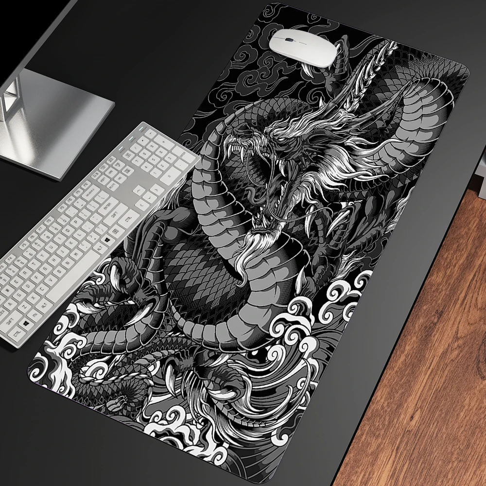 

Dragon Mouse Pad Black and White Deskmat Playmat Laptop Japan Anime Gaming Keyboard Rubber Pad Pad on The Table Mouse Mat Pc Rug