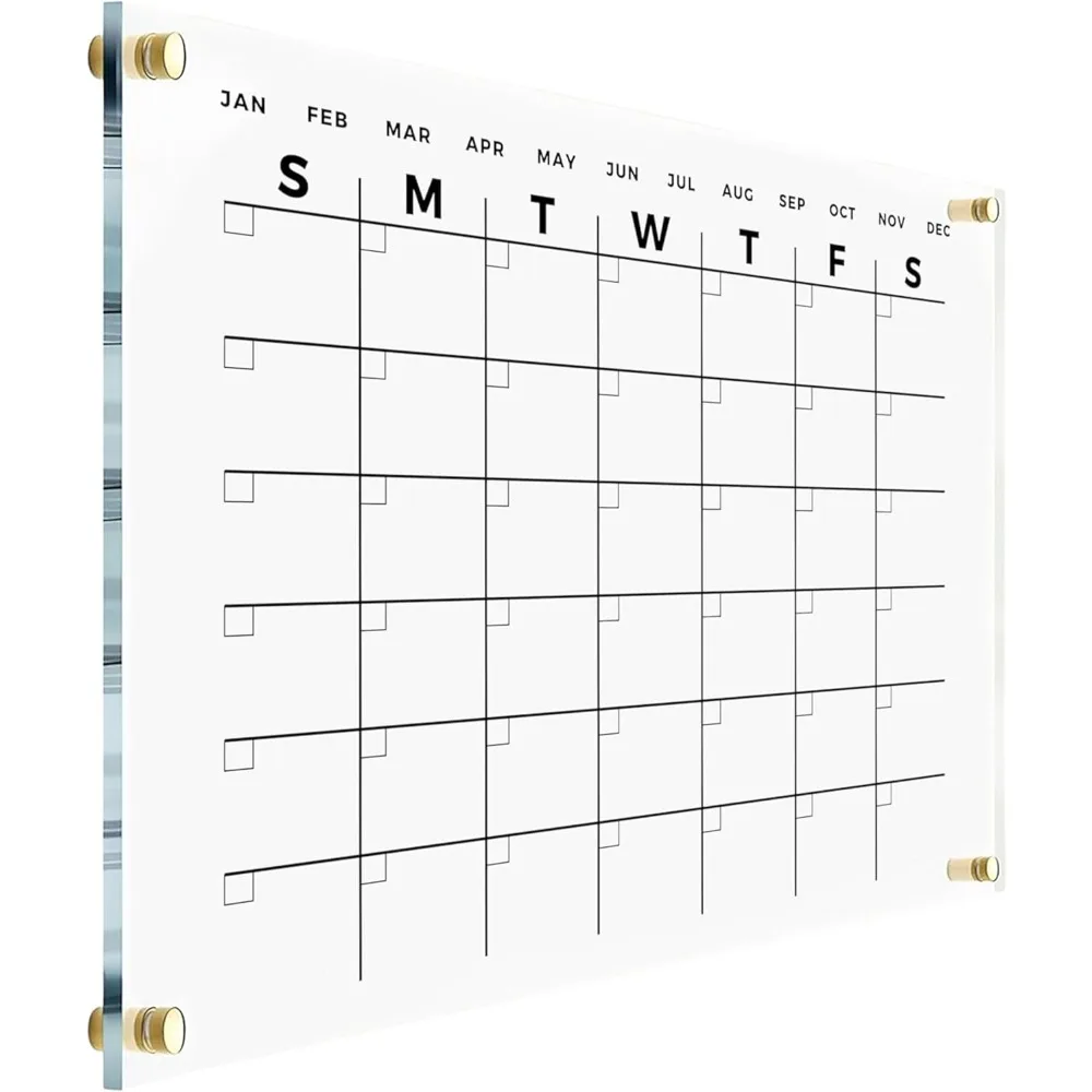 تقويم حائط أكريليك كبير - لوح قابل لإعادة الاستخدام للمكتب والمنزل - لوح مسح جاف - تقويم زجاجي كبير للجدار #1