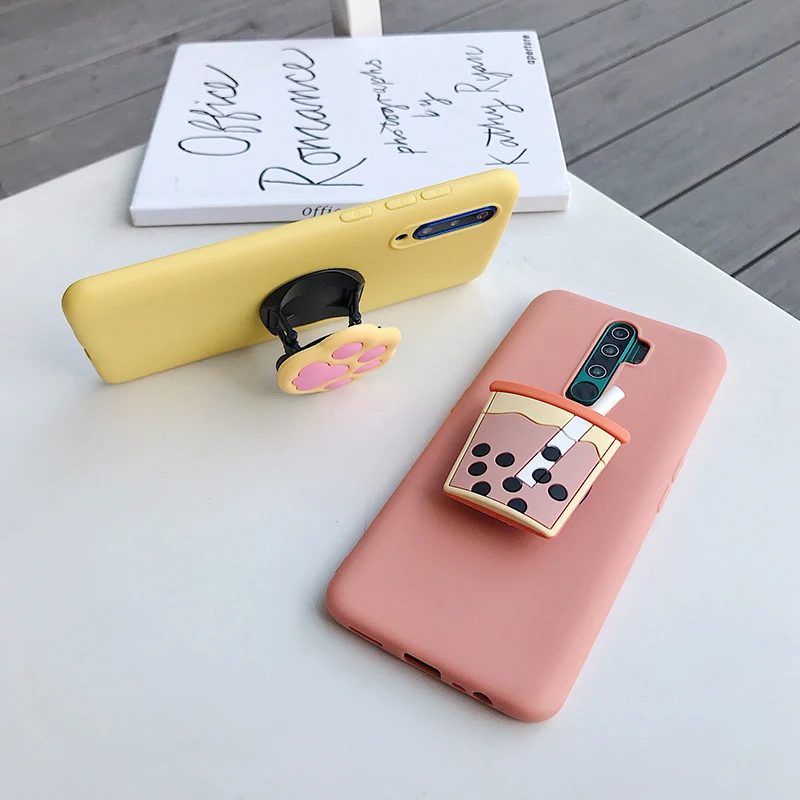 3D Cute Cartoon Phone Holder Case For Samsung Galaxy A32 A52 A72 A53 A73 A33 4G 5G A52s Cute Silicone Avocado Stand Grip Cover