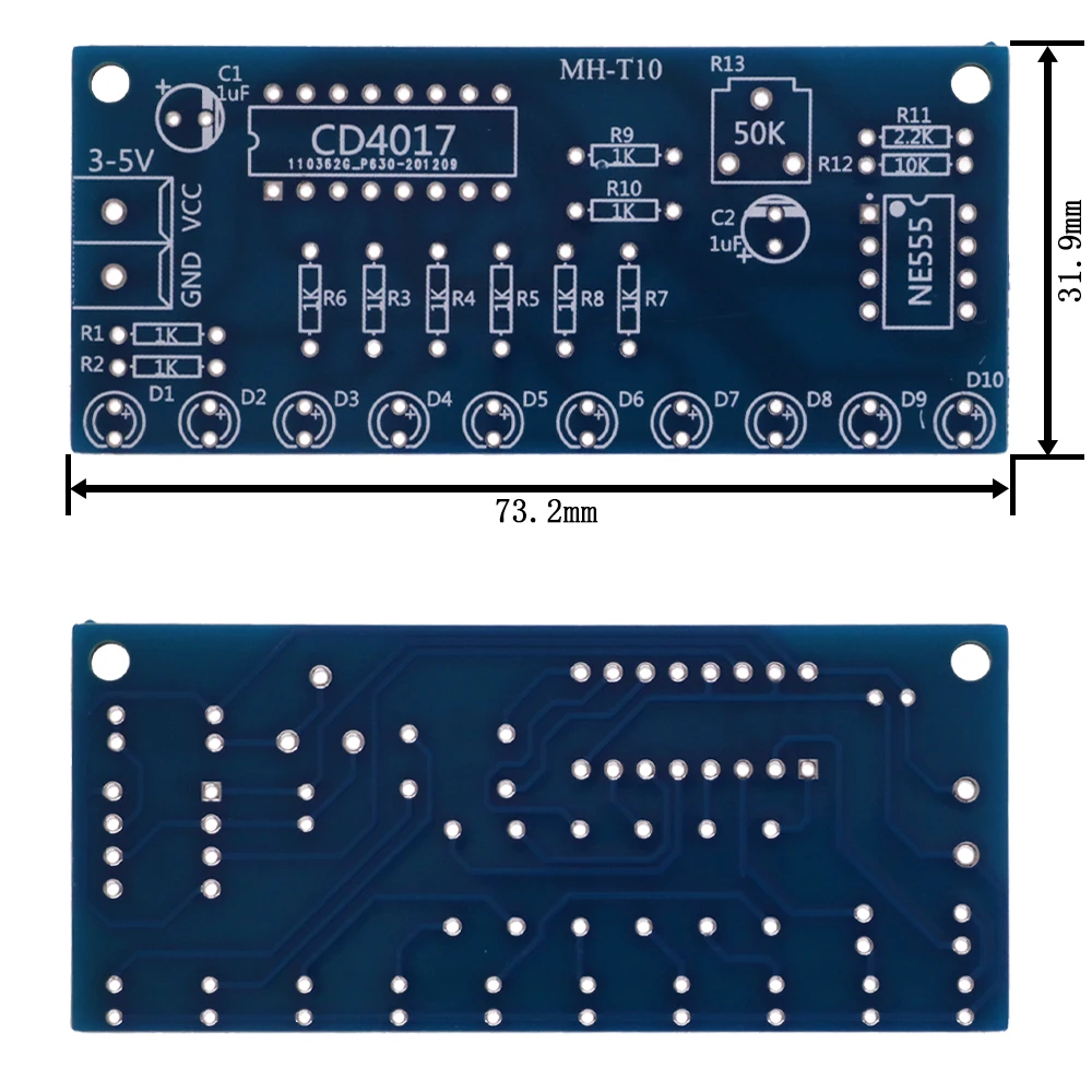 NE555 CD4017 Running LED Flow Light Electronic Production Suite Control Board Module Capacitor Oscillator Clock Siganal DIY Kit