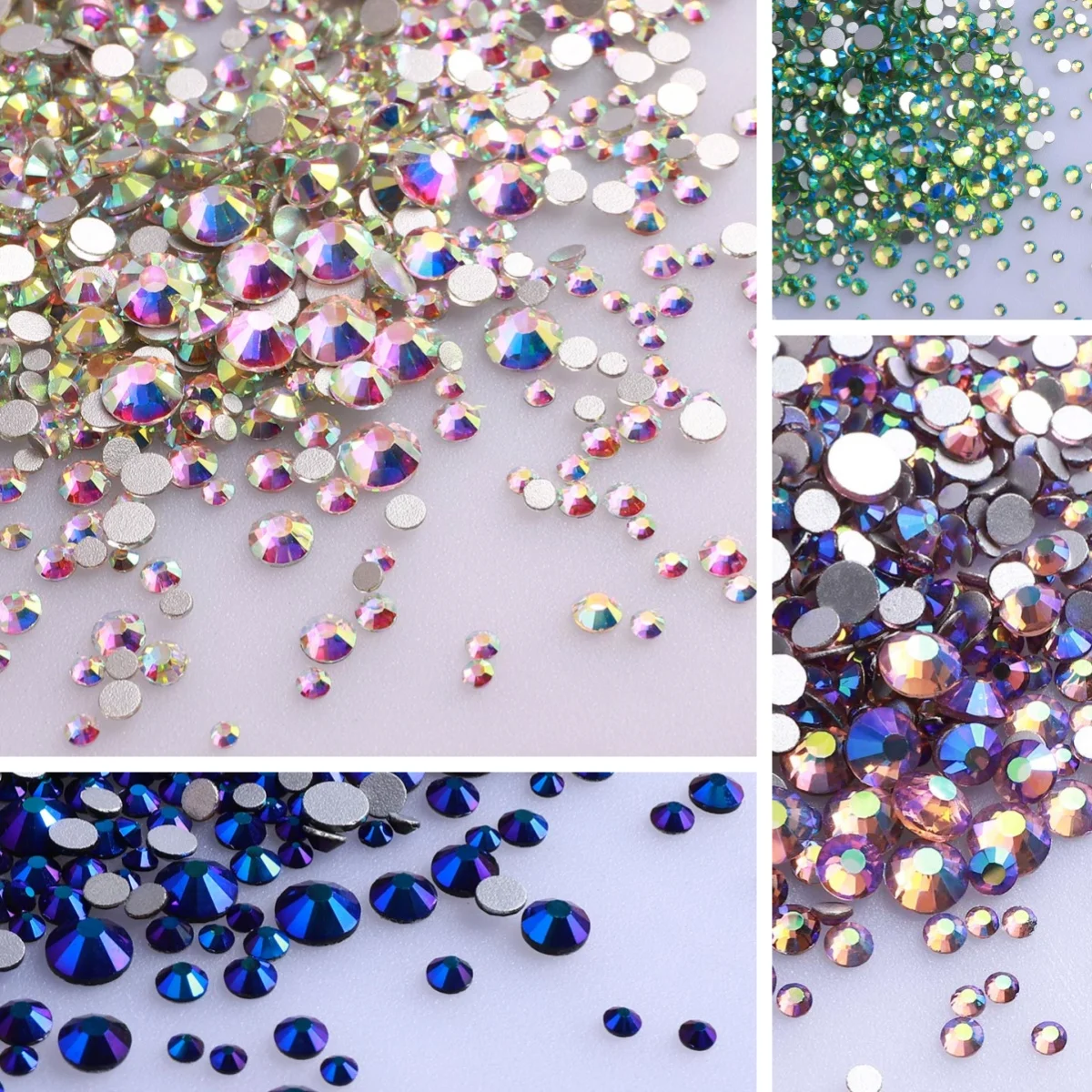 

SS3-SS20 Silver Bottom Mix Size Bagged Rhinestones Glass Non Hotfix Flatback Crystal For Nail Art Charm Wedding Dress Decoration