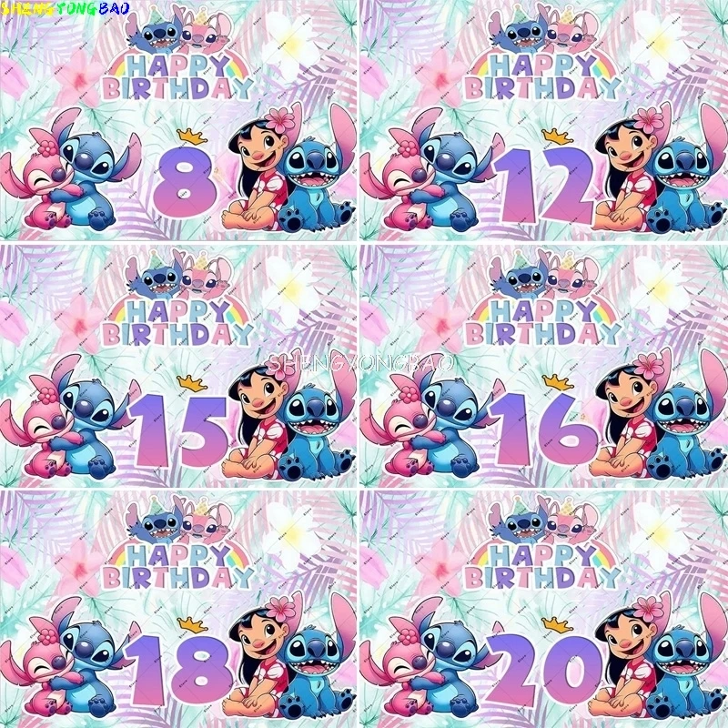 

Disney Lilo And Stitch Theme Background Children's Birthday Party Decor Baby Shower New Year Poster Photography Backdrop SA-01