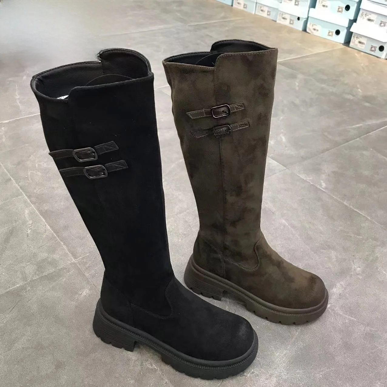 

Comfortable Faionable Winter High Top Boots for Women Matte Leather Casual Sle Zipper Closure round Toe Rubber Outsole