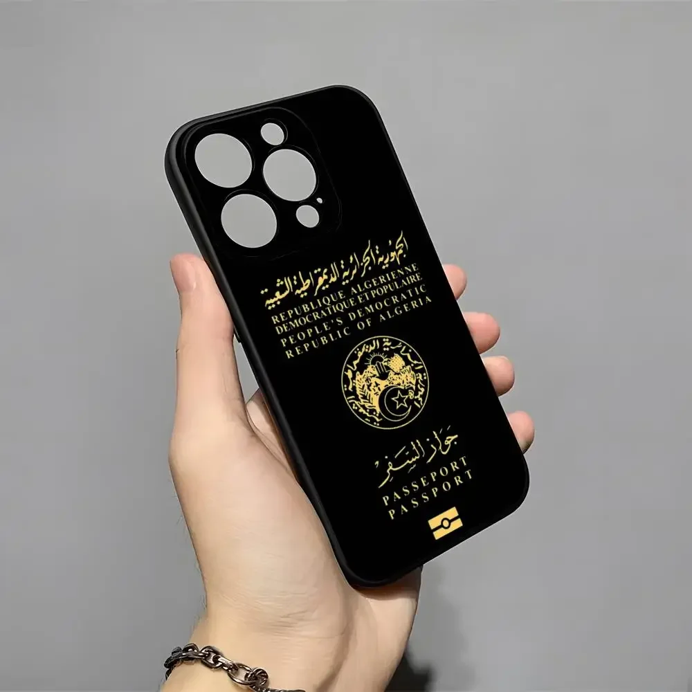 Algeria Map Flag Passport Phone Case For iPhone 17 16 15 11 12 14 13 Pro Max Mini XS XR 7 Plus 17E Air Shockproof Silicone Cover view 3